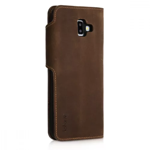 Pouzdro pro Samsung Galaxy J6 Plus, přírodní kůže, hnědé, 46604.05