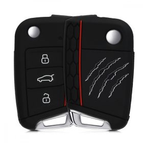   Krytka na klíče od auta pro VW / Škoda / Seat - 3 tlačítka, silikonová, černá, 42888.29