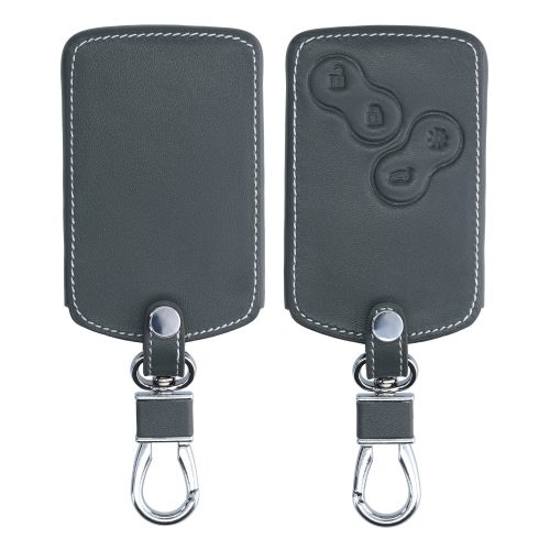 Pouzdro na klíče od auta pro Renault / Dacia - 4 tlačítka - Keyless Go, ekologická kůže, šedá, 45656.73
