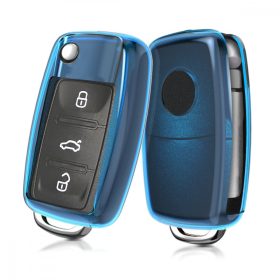   Krytka na klíče od auta pro VW / Škoda / Seat - 2-3 tlačítka, silikonová, modrá, 47188.04