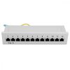 Patch Panel Cat6 s 12 porty RJ45 a montáží na stěnu, Kwmobile, šedá, kov, 47695.02
