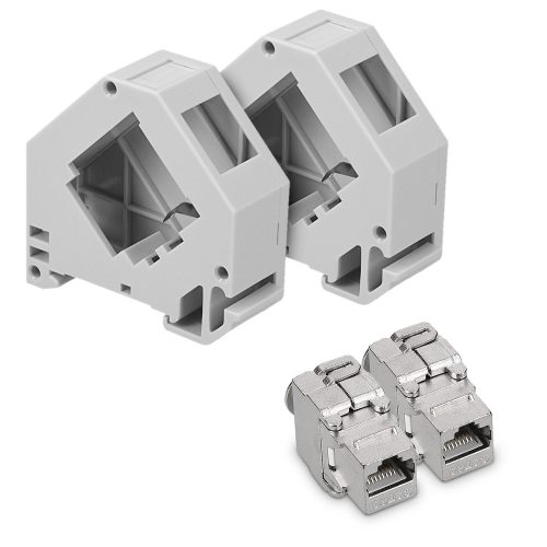 Sada 2 zásuvek 10 Gbit CAT6A pro ethernetové kabely RJ45, Kwmobile, šedá, kov, 47696.02