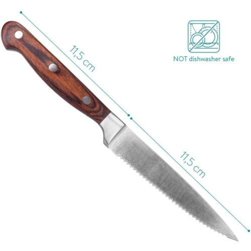 Navaris 6dílná sada steakových nožů s dřevěnou rukojetí, 48114.01.06