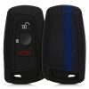 Pouzdro na klíče od auta pro BMW - 3 tlačítka - Keyless Go, kwmobile, silikon, černá / modrá, 41730.29
