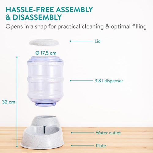 Sada 1x automatický dávkovač krmiva a 1x automatický dávkovač vody pro psy/kočky, bílá, 3,8l, 48332.22