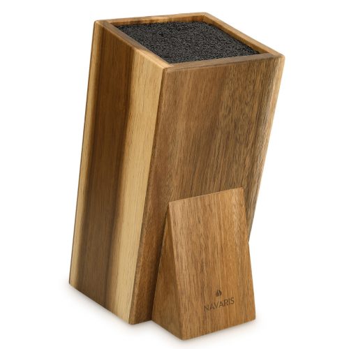 Suport cutite Navaris din lemn de acacia, cu perii de protectie, inclinat, 25x15x10,5 cm, 48460.01.2