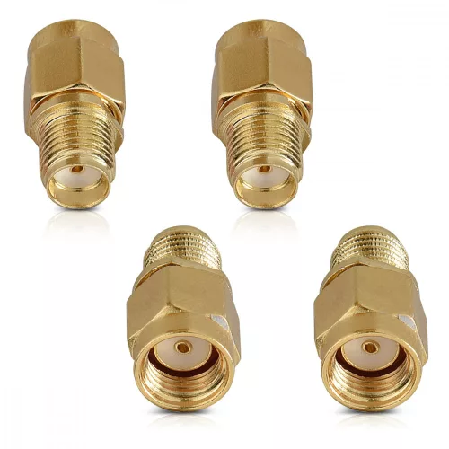 Sada 4 koaxiálních adaptérů SMA samec na SMA samice, Kwmobile, Gold, Metal, 48523.01
