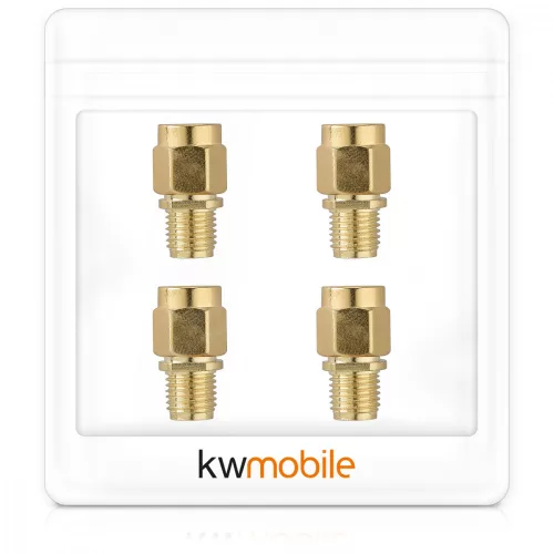 Sada 4 koaxiálních adaptérů SMA samec na SMA samice, Kwmobile, Gold, Metal, 48523.01