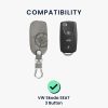 Krytka na klíče od auta pro VW / Škoda / Seat - 3 tlačítka, nubuková kůže, šedá, 48571.01