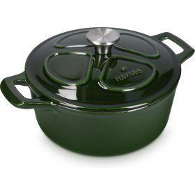   Nepřilnavý litinový hrnec Navaris na sporáky/trouby - 24 cm - 3,5 l - tmavě zelený, 48777.01.80