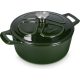 Nepřilnavý litinový hrnec Navaris na sporáky/trouby - 24 cm - 3,5 l - tmavě zelený, 48777.01.80