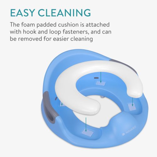 Reductor toaleta copii Navaris, cu capac si manere, 36x32x18 cm, albastru, polipropilena/PVC