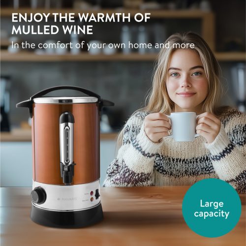 Fierbator vin fiert si apa calda Navaris, 6.8 L, 950 W, utilizare catering, auriu, metal