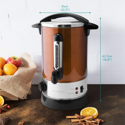 Fierbator vin fiert si apa calda Navaris, 6.8 L, 950 W, utilizare catering, auriu, metal