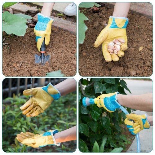 Zahradnické rukavice z přírodní kůže Navaris, velikost M, 3D tkanina, 49175.2