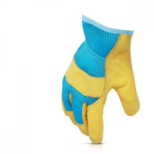 Zahradnické rukavice Navaris z přírodní kůže, velikost L, 3D tkanina, 49175.3