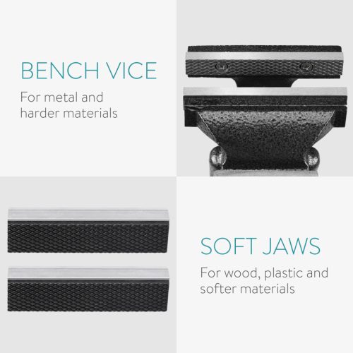 Menghina Navaris 100 mm, baza rotativa 360 de grade, falci moi incluse, compacta, fonta, negru, metal