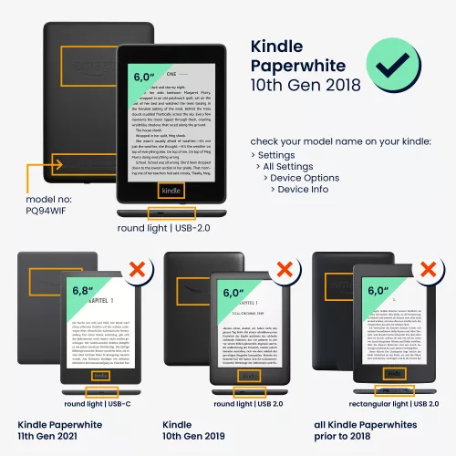 Pouzdro pro Kindle Paperwhite 10, ekologická kůže, šedá, 48975.03