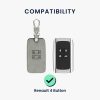 Pouzdro na klíče od auta pro Renault / Dacia - 4 tlačítka - Keyless Go, nubuková kůže, šedá, 48565.07