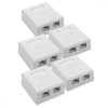 Sada 5 ks dvojitých síťových zásuvek RJ45 pro ethernetový kabel CAT6A, Kwmobile, bílá, kov, 50059.02.01