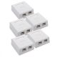 Sada 5 ks dvojitých síťových zásuvek RJ45 pro ethernetový kabel CAT6A, Kwmobile, bílá, kov, 50059.02.01