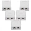 Sada 5 ks dvojitých síťových zásuvek RJ45 pro ethernetový kabel CAT6A, Kwmobile, bílá, kov, 50059.02.01