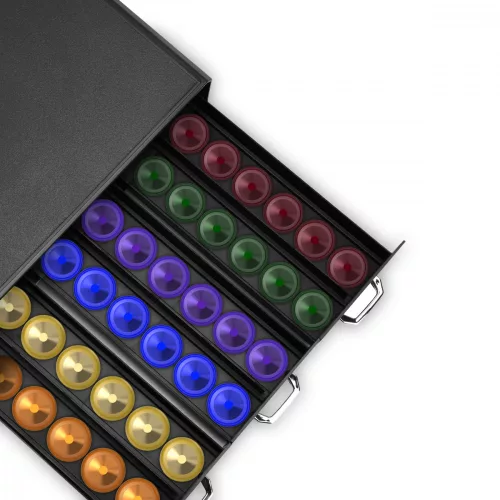 Navaris držák kávových kapslí se 3 zásuvkami, univerzální, 48 kapslí, černý, 47364.02