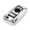 Krytka na klíče od auta pro BMW - 3 tlačítka - Keyless Go, silikonová, stříbrná, 50978.94