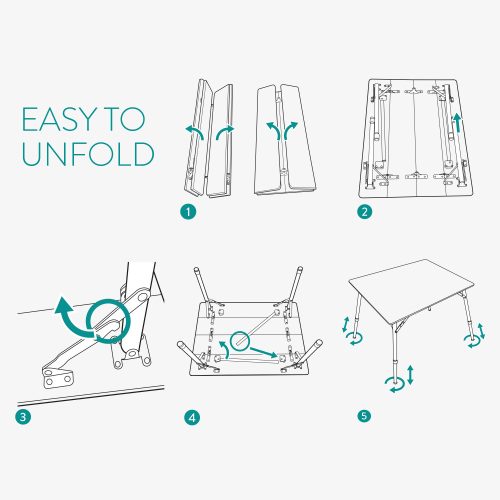 Skládací bambusový kempingový stůl Navaris, 65 x 50 cm, Nastavitelný, Bambus, 51166.2