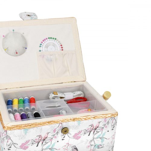 Navaris dřevěná sada na šití a 36 doplňků, 24,5 x 17,5 x 12,5 cm, 49047,02