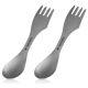 2 x Navaris 3-v-1 Titanium Camping Spork Set, Vidlička, lžíce, nůž, 51390.02
