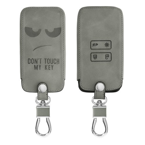 Kryt na klíče od auta pro Renault / Dacia - 4 tlačítka - Keyless Go, nubuková kůže, šedá, 48565.10