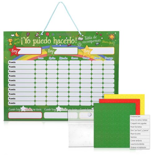 Dětská tabule s úkoly/odměnami, 250 magnetů, 40 x 32 cm, španělský jazyk, 48146,08