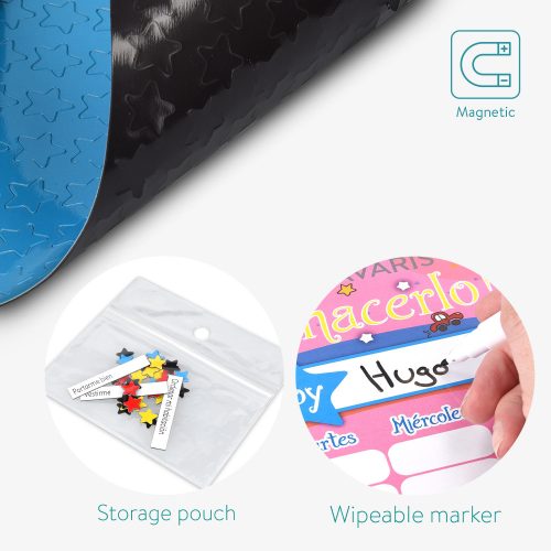 Dětská tabule s úkoly/odměnami, 250 magnetů, 40 x 32 cm, španělský jazyk, 48146,09