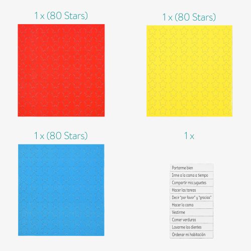 Dětská tabule s úkoly/odměnami, 250 magnetů, 40 x 32 cm, španělský jazyk, 48146,09