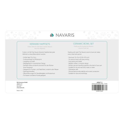 Sada 3 keramických misek Navaris pro psy a kočky s kovovou podložkou, 320 ml, 46947.2