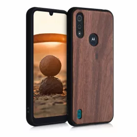   Pouzdro pro Motorola Moto E6s (2020), dřevo, hnědé, 52179.18