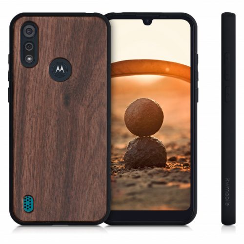 Pouzdro pro Motorola Moto E6s (2020), dřevo, hnědé, 52179.18