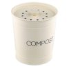 Cos de compost metalic Navaris, 3 L, capac cu filtru, 3 filtre incluse, pentru bucatarie, crem, metal