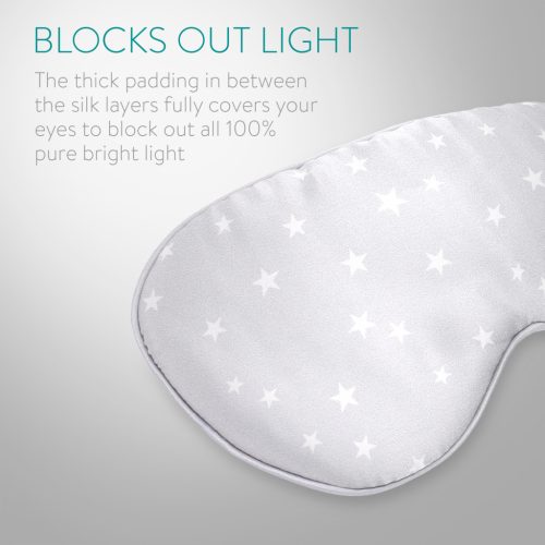 Spací maska Navaris 100% hedvábí, nastavitelná gumička, obal na přepravu, 48509.03