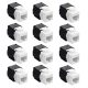 Sada 12 1 Gbit konektorů CAT6 pro ethernetové kabely RJ45, Kwmobile, černá/bílá, plast, 52518.12