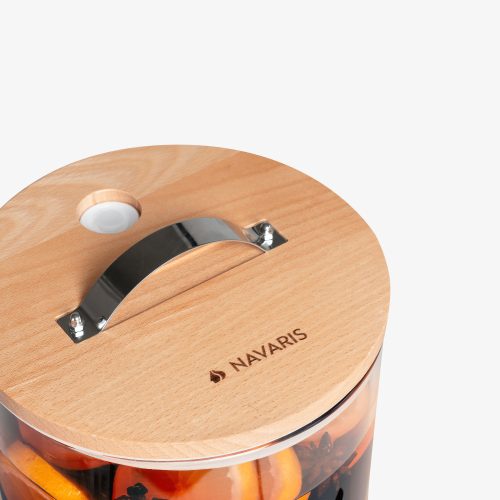 Skleněný dávkovač nápojů Navaris s kohoutkem a stojanem, 7 l, Hnědá, 46785.05