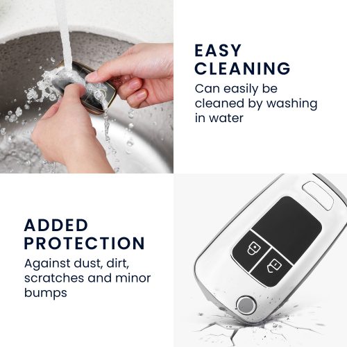 Krytka na klíče od auta pro Opel / Chevrolet - 2 tlačítka, silikonová, stříbrná, 52649.02