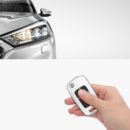 Krytka na klíče od auta pro Opel / Chevrolet - 2 tlačítka, silikonová, stříbrná, 52649.02