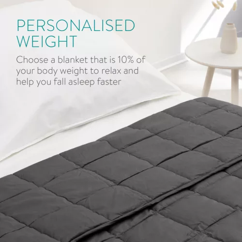 Patura grea Navaris, 135x200 cm, 4.8 kg, cu perle de sticla, gri, sticla/poliester/bumbac