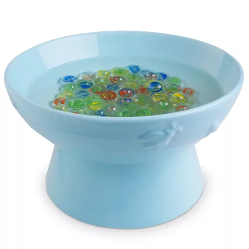 Statie de apa pentru albine Navaris, cu 80 bile de sticla, alb/albastru, ceramica, 52987.37