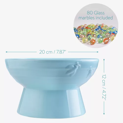 Statie de apa pentru albine Navaris, cu 80 bile de sticla, alb/albastru, ceramica, 52987.37