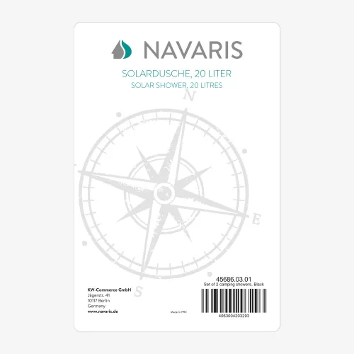 Sada 2 x Navaris solární kempingová sprcha s hadicí a baterií, 20L, Černá, 45686.03.01
