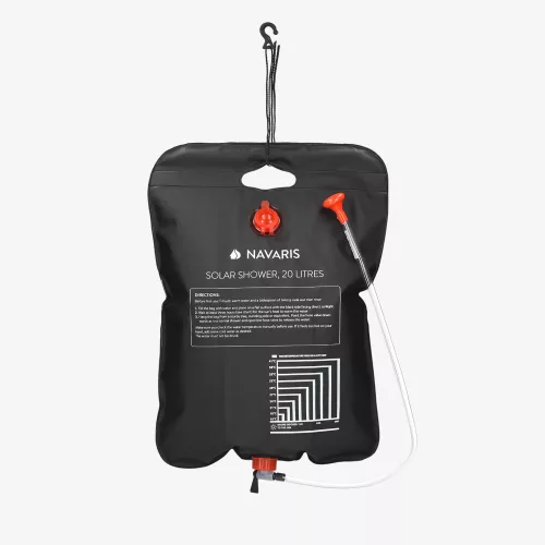 Sada 2 x Navaris solární kempingová sprcha s hadicí a baterií, 20L, Černá, 45686.03.01