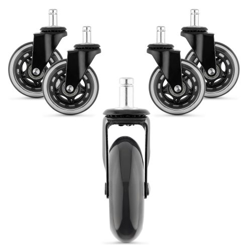 Sada 5 koleček pro tyč kancelářské židle 11 mm, Kwmobile, Černá, Polyuretan, 53129.01